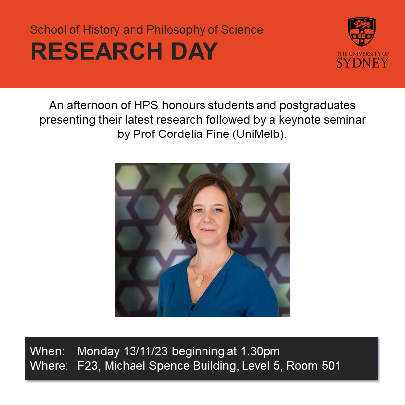 TheIncommensur1's tweet photo. Research day is here again!

Come along to hear a wide variety of talks from honours students and postgraduates followed by a keynote by Prof Cordelia Fine. https://t.co/RxBWdQjyEt
