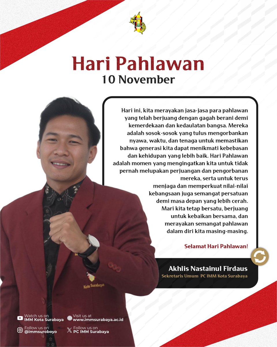 PC_IMMSurabaya's tweet photo. Selamat Hari Pahlawan!

#haripahlawan #10november #immsuroboyo https://t.co/lI1mTxeCyY