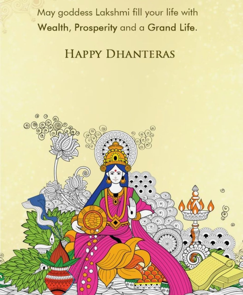 May Goddess Lakshmi fill your life with Wealth, Prosperity and a Happy life. Happy Dhanteras. #Dhanteras #dhanteras2023 #DhanterasCelebration #Goddess #Lakshmi #LakshmiPuja #Wealth #Prosperity