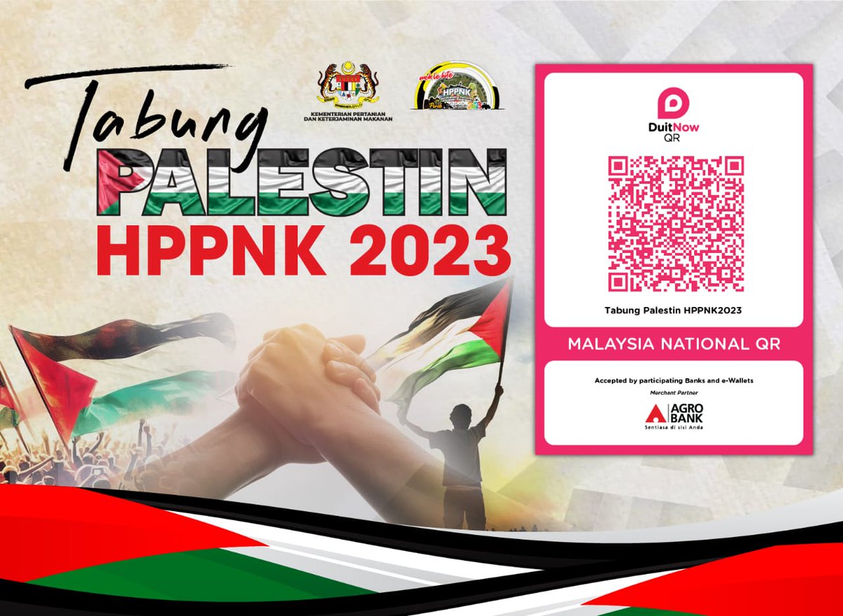 LPP_MALAYSIA's tweet photo. 𝐓𝐀𝐁𝐔𝐍𝐆 𝐏𝐀𝐋𝐄𝐒𝐓𝐈𝐍 𝐇𝐏𝐏𝐍𝐊 𝟐𝟎𝟐𝟑

KPKM melalui Agrobank telah mewujudkan 𝐓𝐀𝐁𝐔𝐍𝐆 𝐏𝐀𝐋𝐄𝐒𝐓𝐈𝐍 𝐇𝐏𝐏𝐍𝐊 𝟐𝟎𝟐𝟑 bagi mengumpulkan sumbangan bagi  membantu saudara kita di Palestin.

Klik Pautan 👇🏻
https://t.co/CLn0QYAly4 https://t.co/AbUgoDb7qX