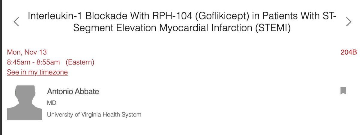 Looking forward to Late Breaking Science at #AHA2023 - Multicenter, international, phase II clinical trial of IL-1 blocker, Goflikicept (R-PHARM), in patients with STEMI: is quenching of the acute inflammatory response with IL-1 blockers a class effect? @AHAScience @AHAMeetings