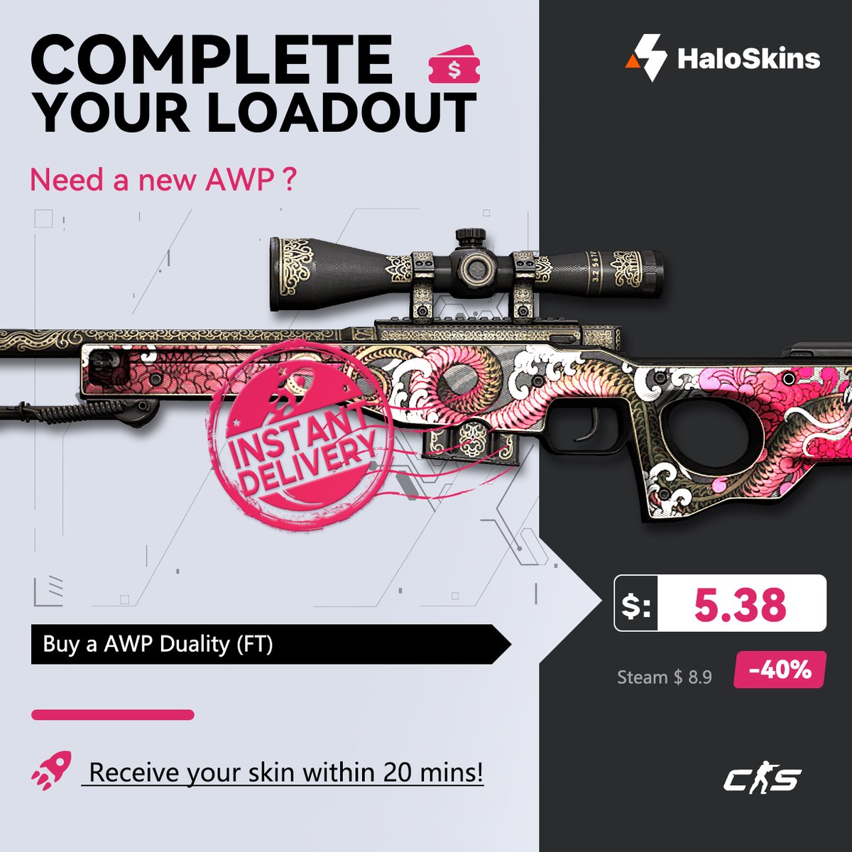 🔥🔫 Get your hands on the AWP | Duality FT skin at an unbeatable discount of 40% compared to Steam prices! 

💰 Don't hesitate any longer! Check out the price now and prepare to be tempted. 😱💸
#CSGO #AWP #Duality #GamingDeals #DiscountAlert #MustHave #GetItNow #Steam #CS2