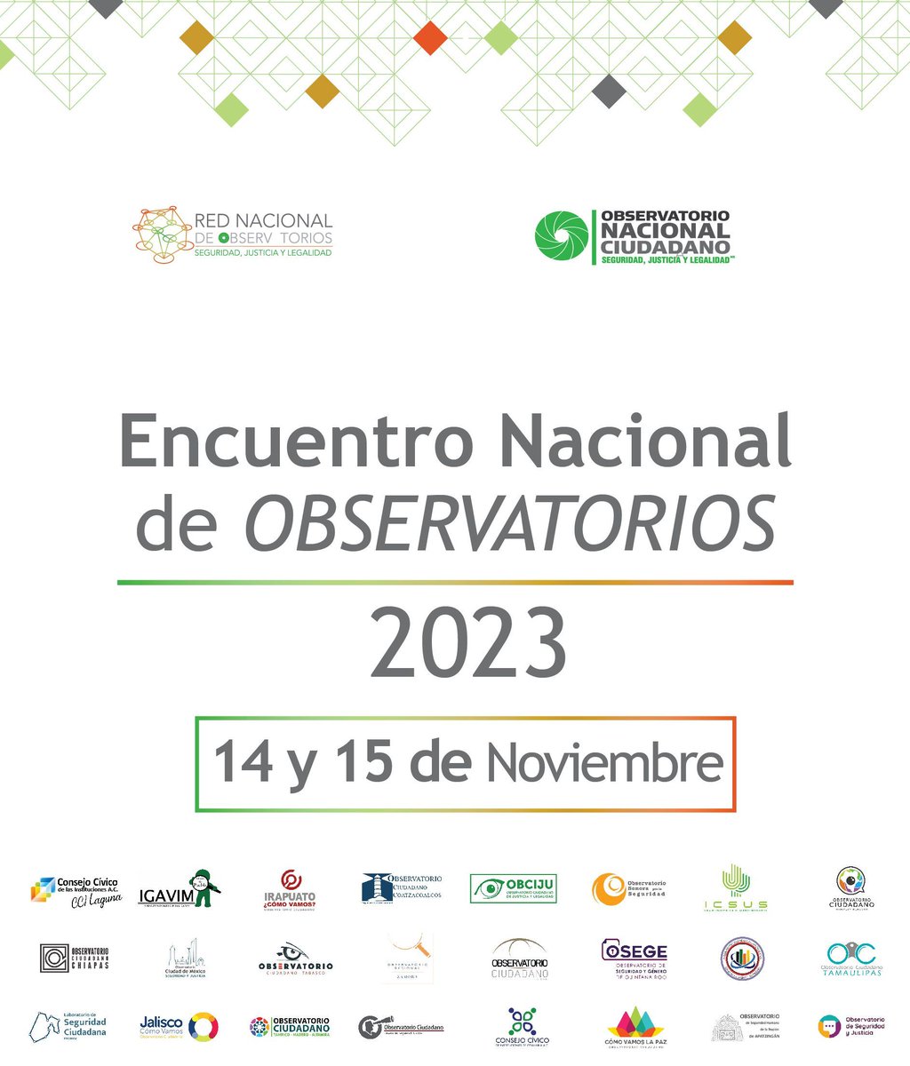 Observatorio Ciudadano - Chiapas (@observatoriocch) on Twitter photo #OCCh | ¡Llegó el momento de compartir nuestros saberes en datos📊!
El próximo 14 y 15 de noviembre tendremos nuestro "Encuentro Nacional de Observatorios 2023" junto al <a href="/RNObservatorios/">Red Nacional de Observatorios</a> y <a href="/ObsNalCiudadano/">ObsNalCiudadano</a>, estén al pendiente de nuestras redes📲 para conocer cómo lo vivimos #OCCh | ¡Llegó el momento de compartir nuestros saberes en datos📊!
El próximo 14 y 15 de noviembre tendremos nuestro "Encuentro Nacional de Observatorios 2023" junto al <a href="/RNObservatorios/">Red Nacional de Observatorios</a> y <a href="/ObsNalCiudadano/">ObsNalCiudadano</a>, estén al pendiente de nuestras redes📲 para conocer cómo lo vivimos