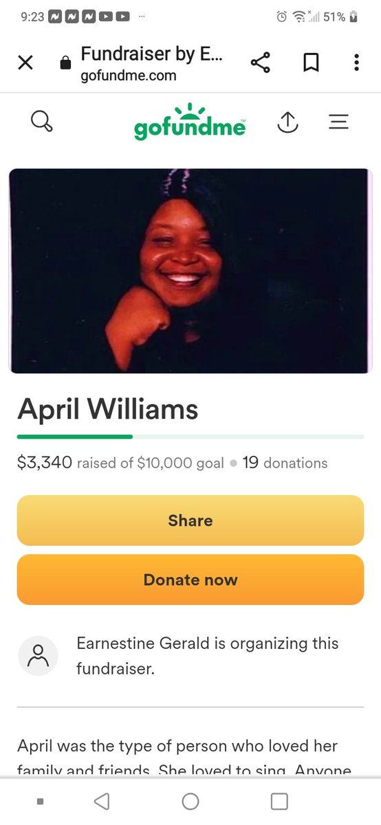 🌹 IN LOVING TRIBUTE 🌹
Please share and consider donating for April's(1974-2023) final expenses.

All donations make a difference.

Click the GoFundMe link to donate: gofund.me/d71f949c 

Thank you. 🙏🏾
#GoodDeeds #Philanthropists  #GiveToday #GivingCircles