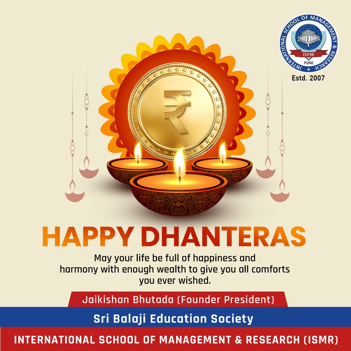 ISMRCOLLEGE's tweet photo. On this Dhanteras, let's invoke the blessings of Goddess Laxmi to fill our lives with wealth, health, and happiness. 🪔🙏  #DhanterasWishes 
🌐 https://t.co/YGvt2sNljV    
#diwali #dhanteras #happydiwali #festivaloflights https://t.co/sIDdzVTKEo