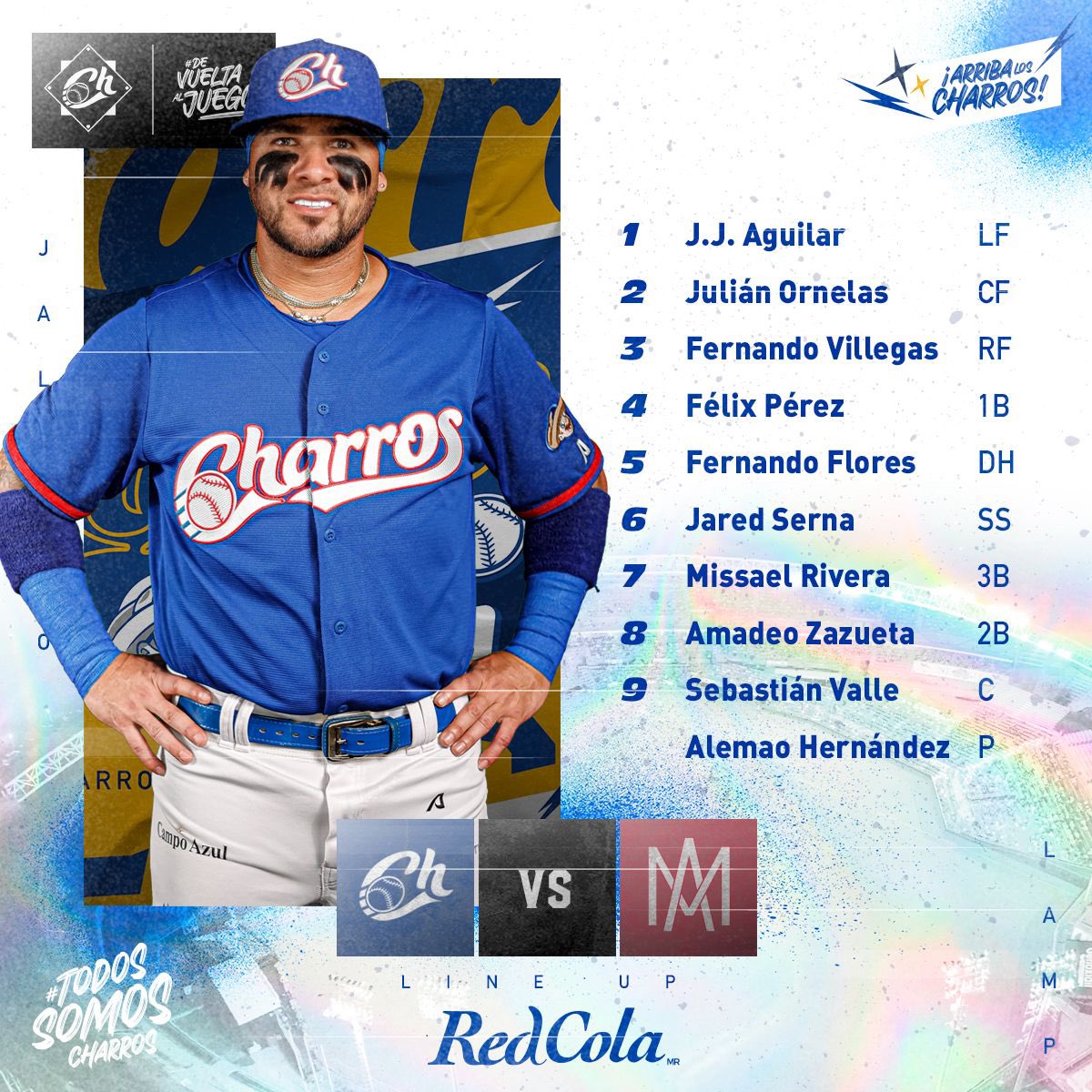 POR LA VICTORIA🤠👊🏻
Nuestro lineup es presentado por <a href="/AgaSports/">Aga Sports MX</a>.
#ArribaLosCharros⚾️💙💛