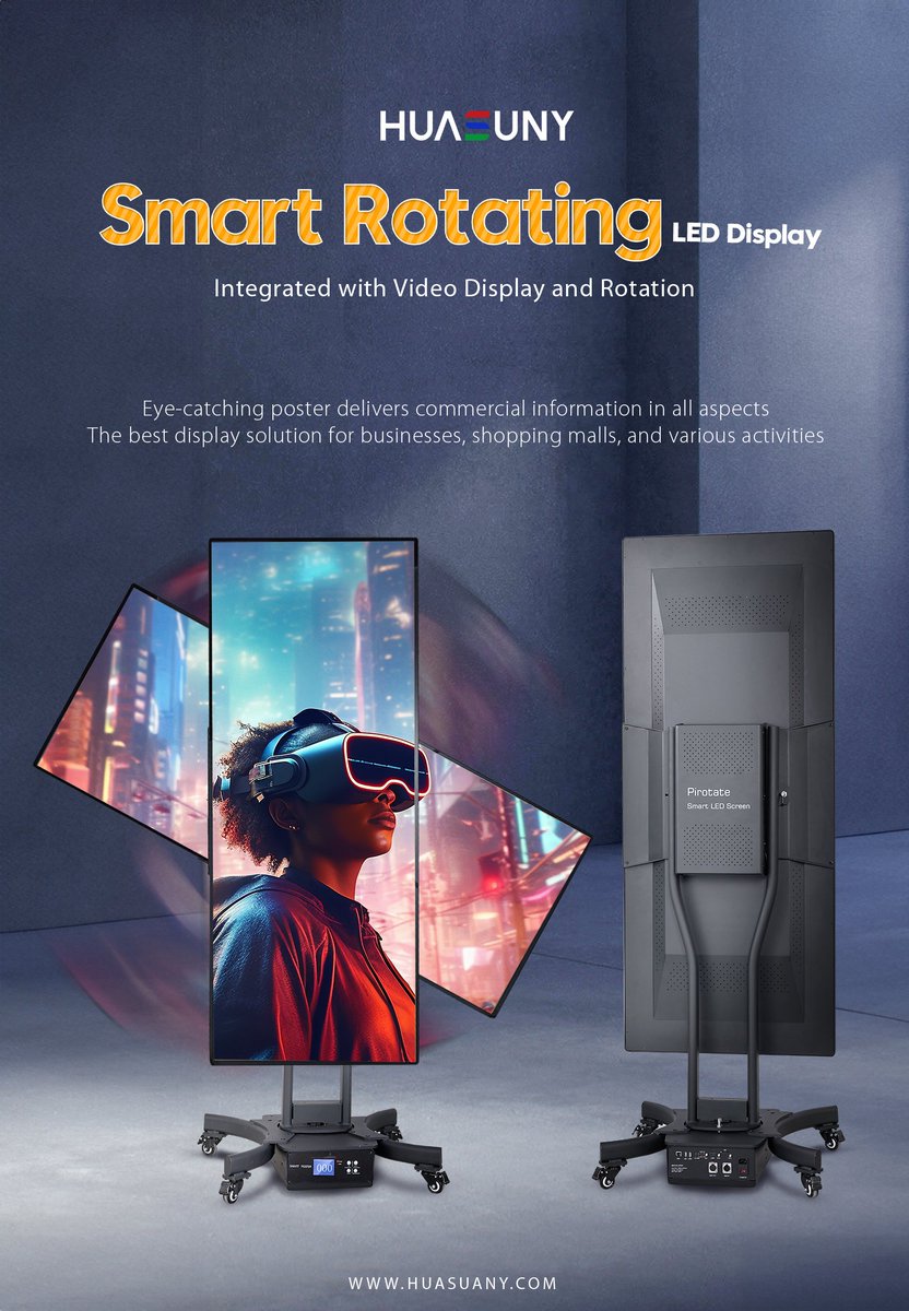 Hopehs99's tweet photo. Get lost in cinematic beauty. 🍅
Rotating LED Smart Poster🍂
Integrated with video display and rotation, Smart Poster uses intelligent control technology on traditional LED screen and opens a new era of HD display industry.🎀
#ledwal
#ledwalls https://t.co/UDg3To5omM