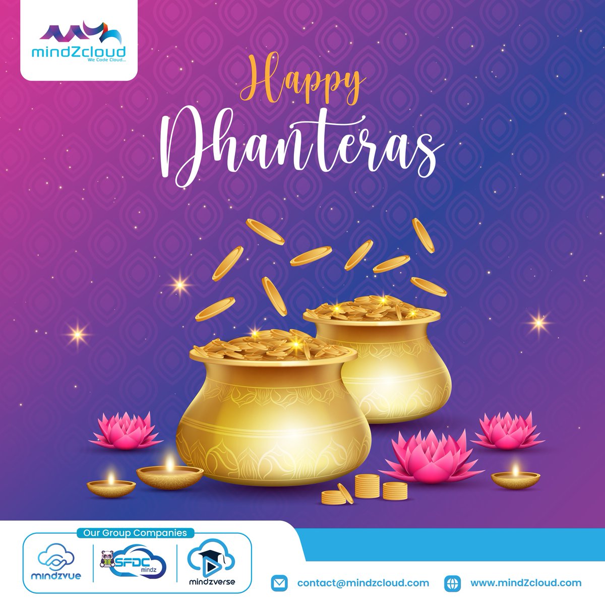 MindZcloud's tweet image. Shining bright this Dhanteras with the sparkle of innovation and success!
Happy Dhanteras from MZ family!
#mindzvue #mindzcloud #mindzverse #dhanteras #diwali #diwaliday