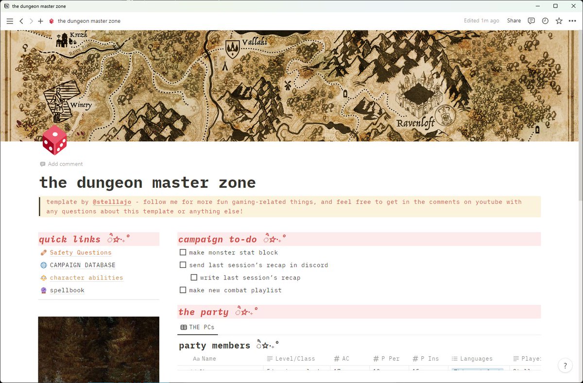stelllajo's tweet image. dungeon master notion template coming soon hehe

#notiontwt