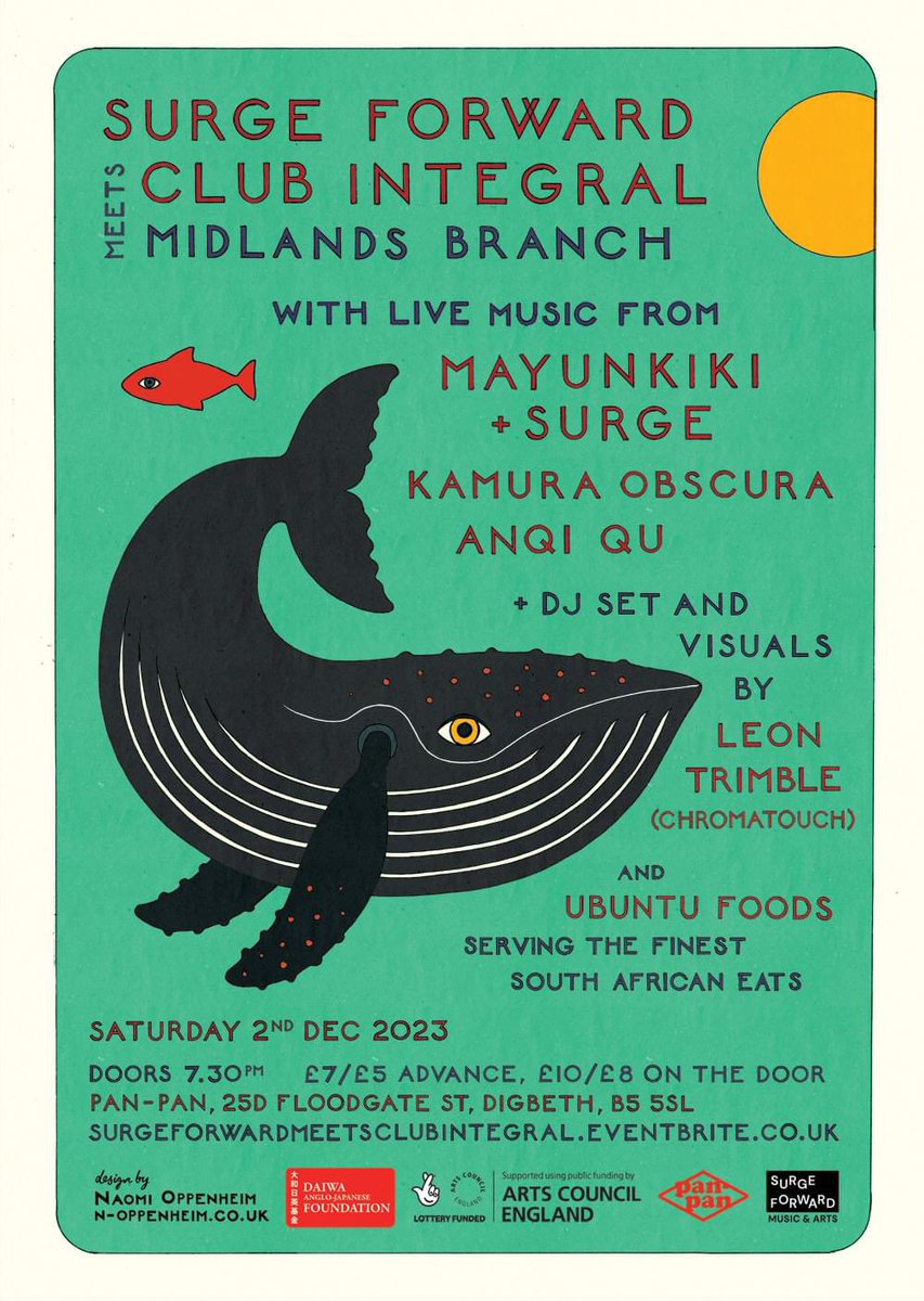 26日からはイギリスへゴー。マユンキキバンド。
クラン→ロンドン→バーミンガムの三都市でライブです。

Mayunkiki - Vocals
Tact Hirose - Bass Guitar
Sid Peacock - Electric Guitar
Tymek Jozwiak - Drums
Aaron Diaz - Keyboard / Trumpet
Katie Stevens - Clarinet