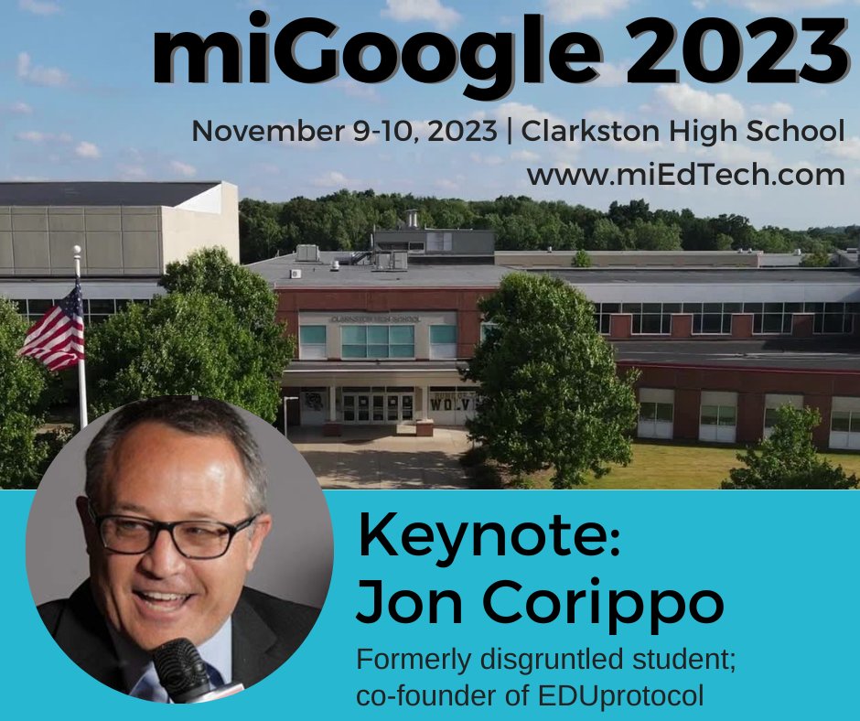 miGoogle (@michgoogle) on Twitter photo Thanks to @jcorippo for giving the opening keynote for the #migoogle conference.
Jon is also doing two breakout sessions on <a href="/eduprotocols/">@EduProtocols</a>. Thanks to @jcorippo for giving the opening keynote for the #migoogle conference.
Jon is also doing two breakout sessions on <a href="/eduprotocols/">@EduProtocols</a>.