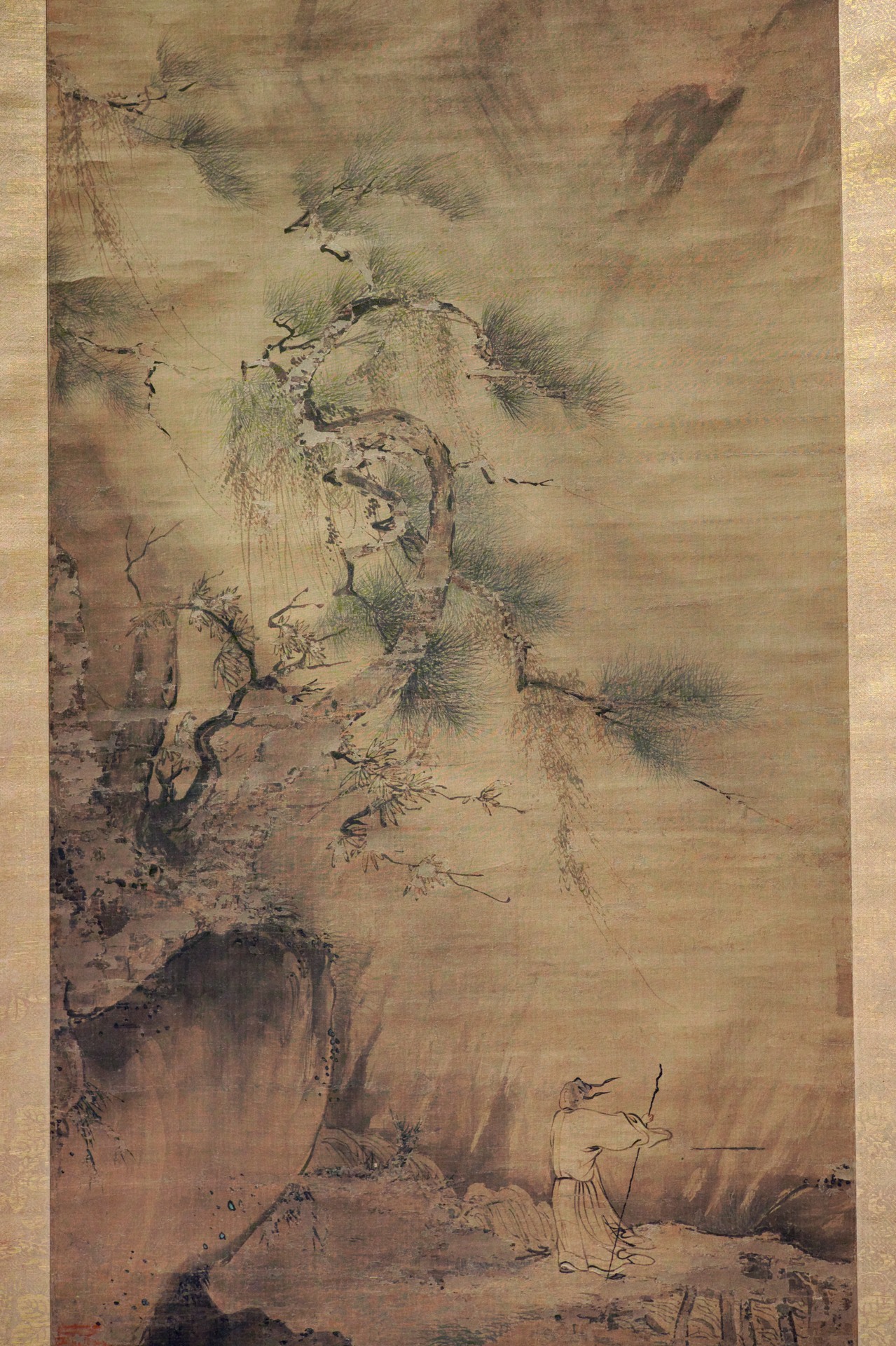 全国どこでも送料無料！ 天台不覚/水に月画賛/山水図/掛軸/名家伝来/AC-371 纏い 絵画+タペストリー