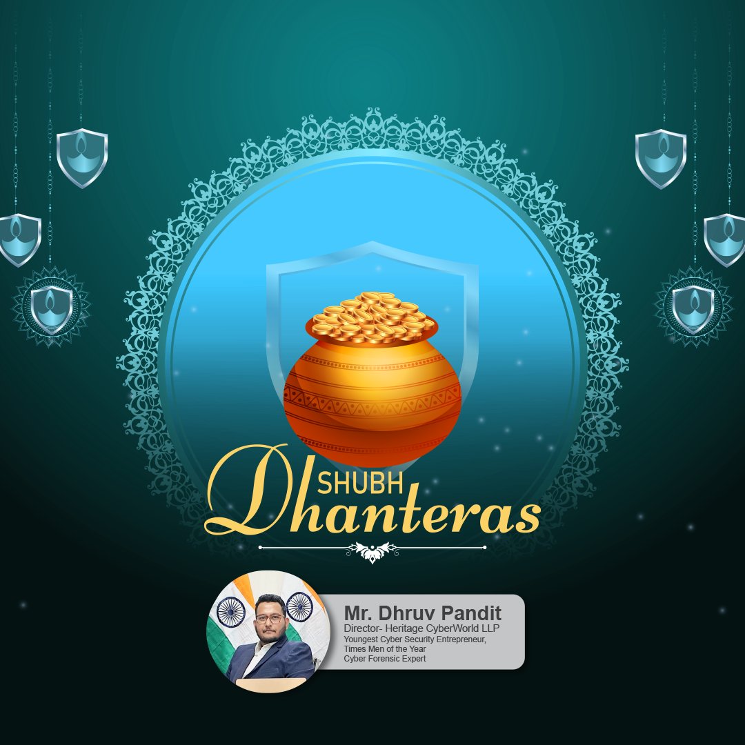 DHRUVCYBERWORLD's tweet photo. As you light the lamp of faith and welcome Goddess Lakshmi, may your life be blessed with prosperity and good fortune. 🪔💰 Happy Dhanteras #dhruvpandit #CyberSafeBharat https://t.co/u2X4wOqqb5