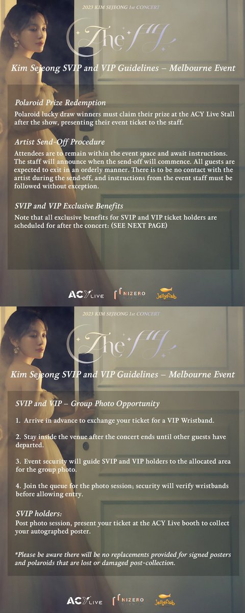 🙌Attention all Sesangs!!!

‼️Please read pre-concert FAQs and SVIP&VIP Instructions carefully‼️

We look forward to seeing you at the show! 💕

#KIMSEJEONG #SESANG #KIMSEJEONGinMEL 
#Auskpop #kpopaustralia #TheDoorAlbum
#SejeongMagic #Kpopconcert #MelbourneConcert