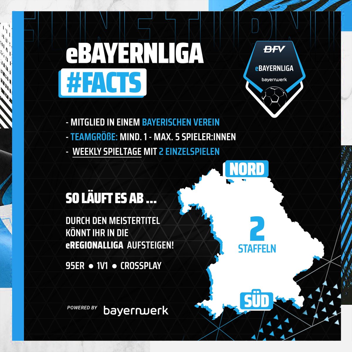 Auch unsere BFV eBayernliga by Bayernwerk geht ab nächster Woche in die nächste Runde! 🤩🏆
Hier gibt's noch mehr Infos und einen Favoritencheck:
bfvefootball.de/2023/11/10/bfv…