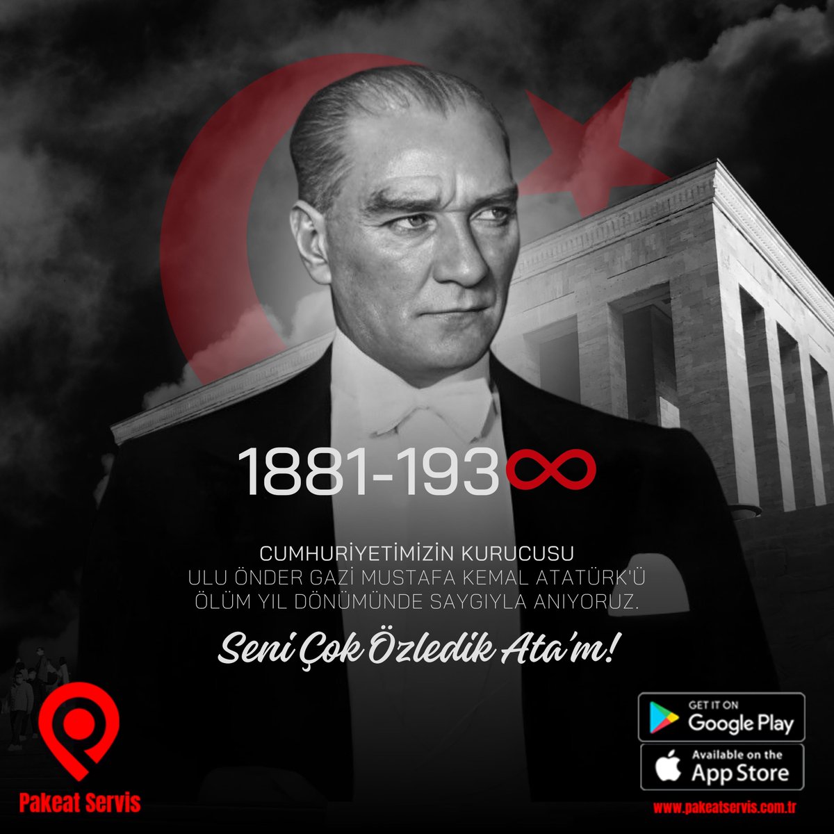 Cumhuriyetimizin kurucusu Gazi Mustafa Kemal #Atatürk'ü Ölüm Yıl Dönümünde Saygı Ve Minnetle Anıyoruz. 

" Hep Senin İzinde Senin Yolunda "

📞 0850-533-33-70