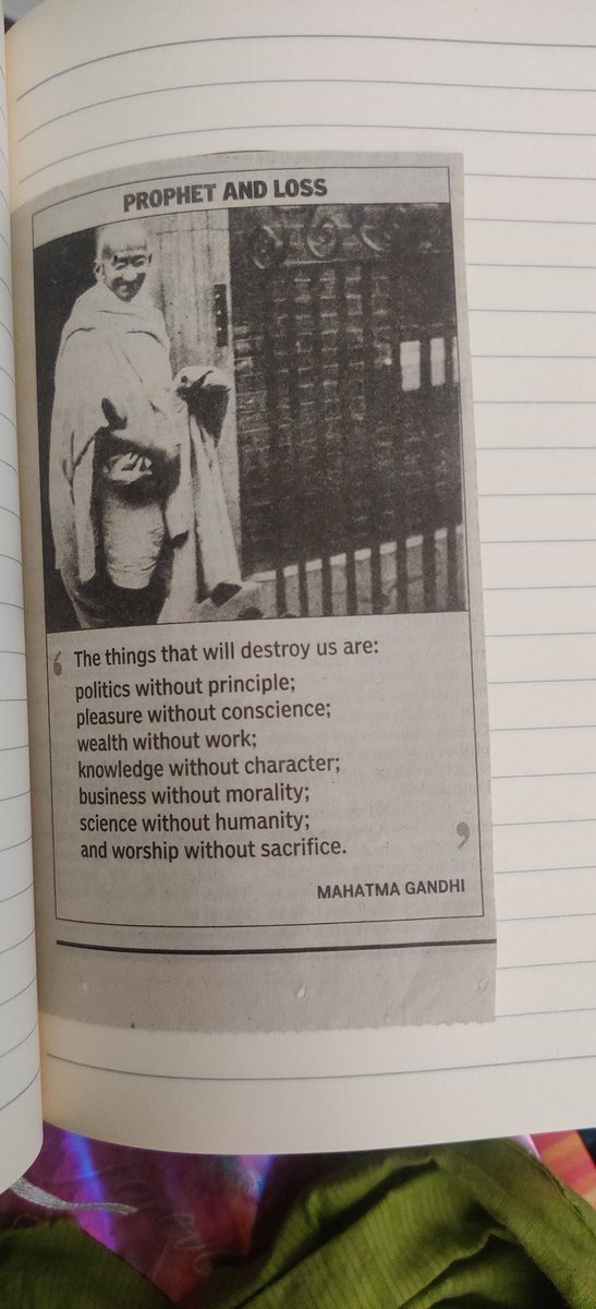 NikiSawarkar's tweet photo. Things I find during Diwali cleaning drive: #9
Many cuttings of newspapers and magazines of the article/ poems I loved! 
Below is a short piece of advice by Mahatma Gandhi. "Knowledge without Character" has such deep meaning. #thingsifind https://t.co/rXm5na8Em3