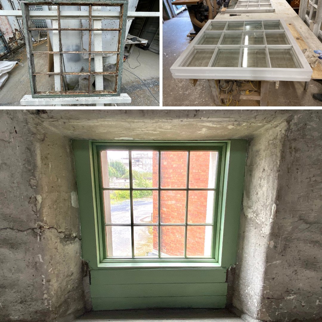 GrangegormanDev's tweet photo. Clock Tower Windows! Thanks to the #HistoricStructures Fund by @DeptHousingIRL, we've restored 15 original windows. We’ve now received further funding to refurbish an extra 13 historic windows & 3 doors on this Protected Structure. Phase 2 due to begin soon #MacLynConservation https://t.co/fw1mFJGo8j