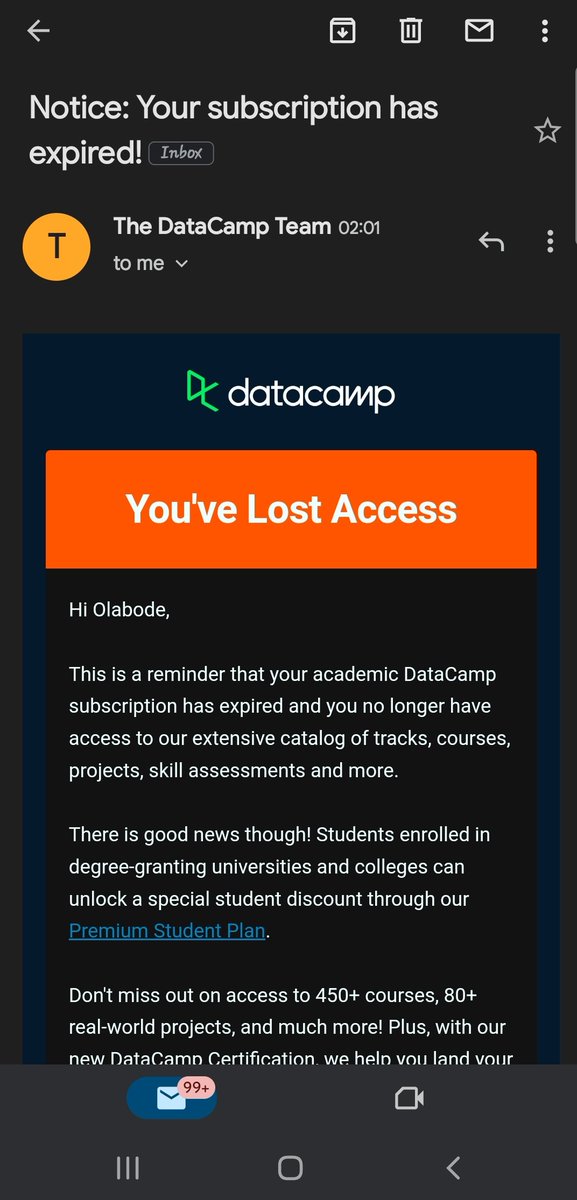 DataEvang_'s tweet image. Hello #datacommunity, I'm here to appeal to every teacher,founders and organization offering free access to DataCamp. I'm currently learning Data science professional with python but my free trial is over🙏 kindly help my journey @Rita_tyna