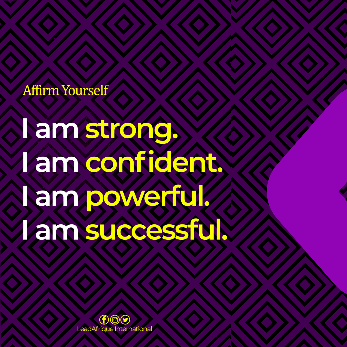 LeadAfrique's tweet photo. Embracing your strength, exuding confidence, harnessing your power, and paving the way to success. You are a force to be reckoned with.
#EmpowermentJourney #ConfidentMe #StrengthWithin #PowerfulMindset #SuccessUnleashed #affirmationfriday https://t.co/l1oE79ztgg