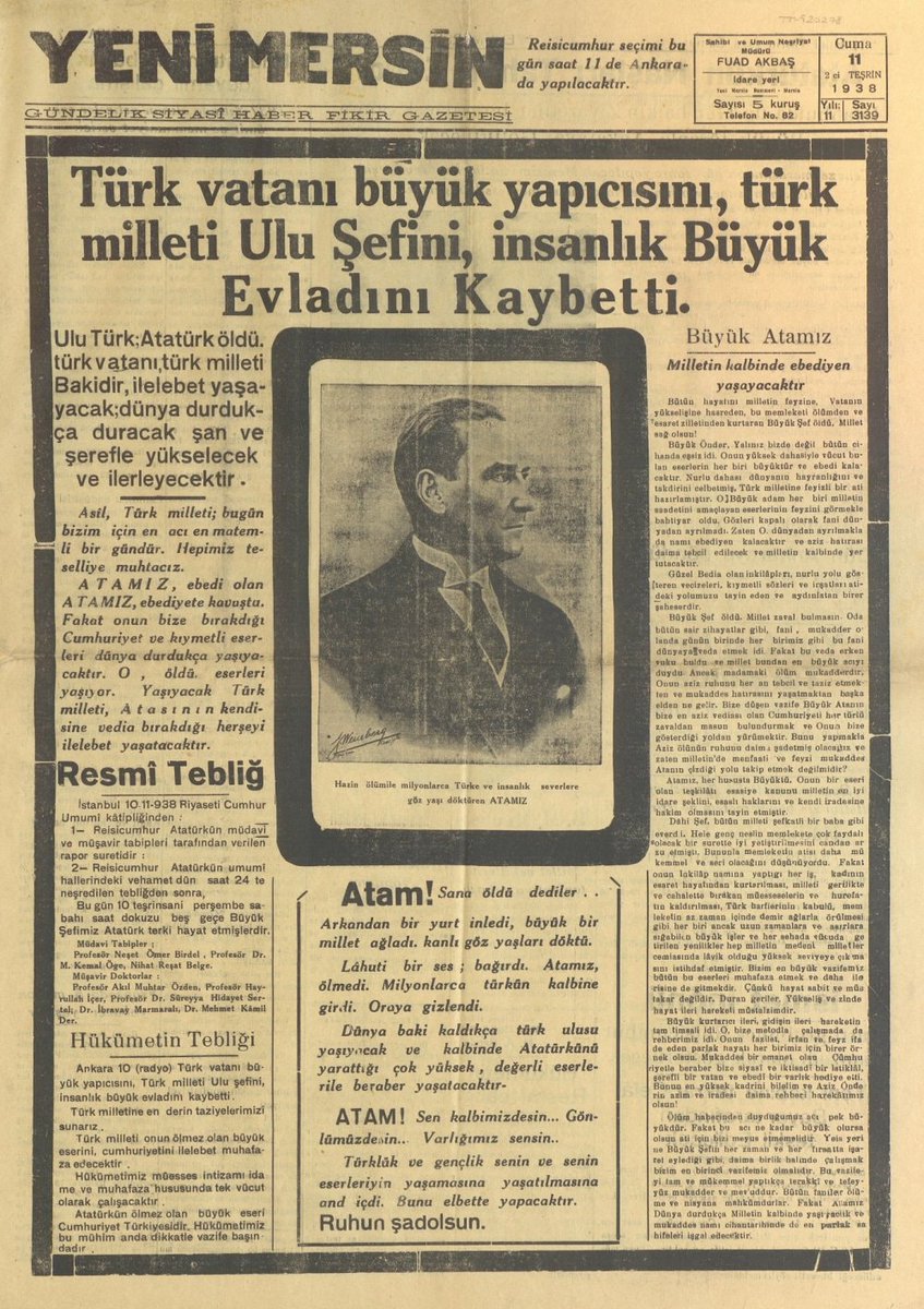 85 yıl önce Mersin'de bir gazete, ilk sayfasına en zor haberi yazdı...