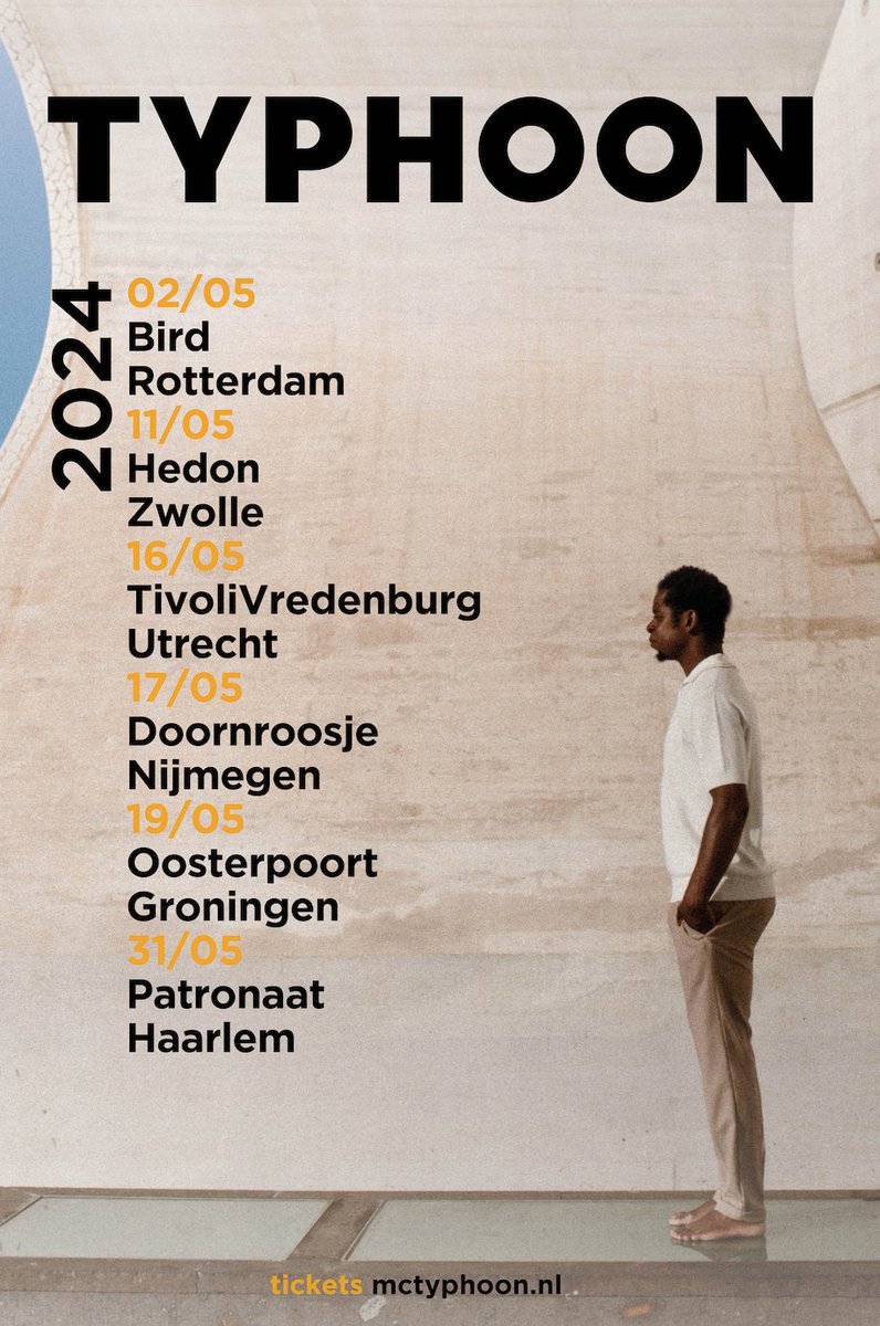 Typhoon kondigde een nieuwe tour aan langs een selectie intieme clubs in Nederland. Tickets zijn nu beschikbaar via mctyphoon.nl