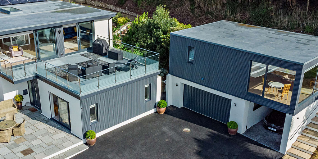 A bird's eye view of this fantastic Grey Slatted Cladding project! 🦅