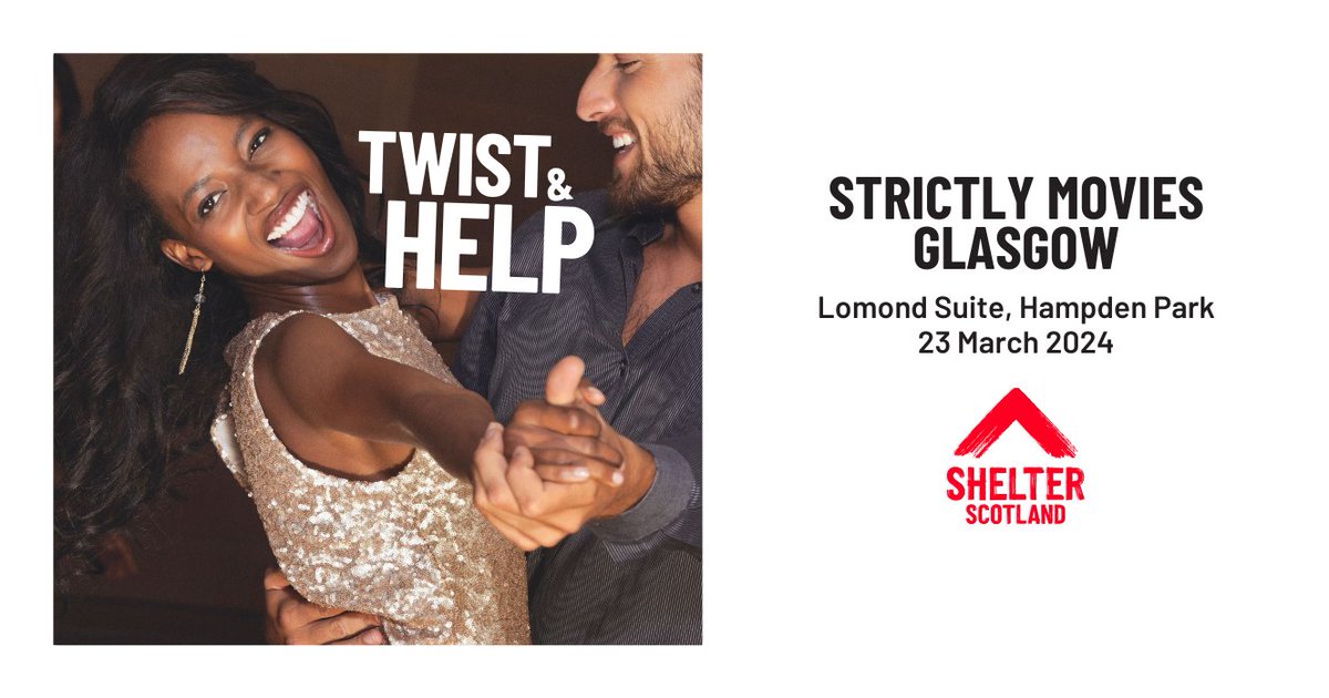 Put on your dancing shoes for a cause! Join us for a night of movie-themed dancing, led by the incredible Divine Tasinda in Glasgow. Raise funds & enjoy a glam evening with prosecco, dinner, dance & disco fun. 📆 Sat 23 March 2024 at Hampden Park scotland.shelter.org.uk/get_involved/e…