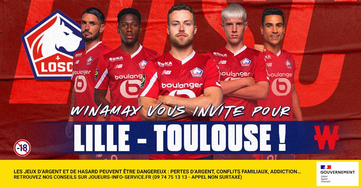 WinamaxSport's tweet photo. ⚽️ 2 lots de 2 places sont à gagner pour @losclive - Toulouse, dimanche à 15h !

🎁 Pour participer : retweetez ce tweet, suivez @WinamaxSport et répondez avec votre pseudo Winamax.

👉 Tirage au sort demain à 12h !

📄 Règlement > https://t.co/gC0gnNA0on https://t.co/Tp8K9cDxgw