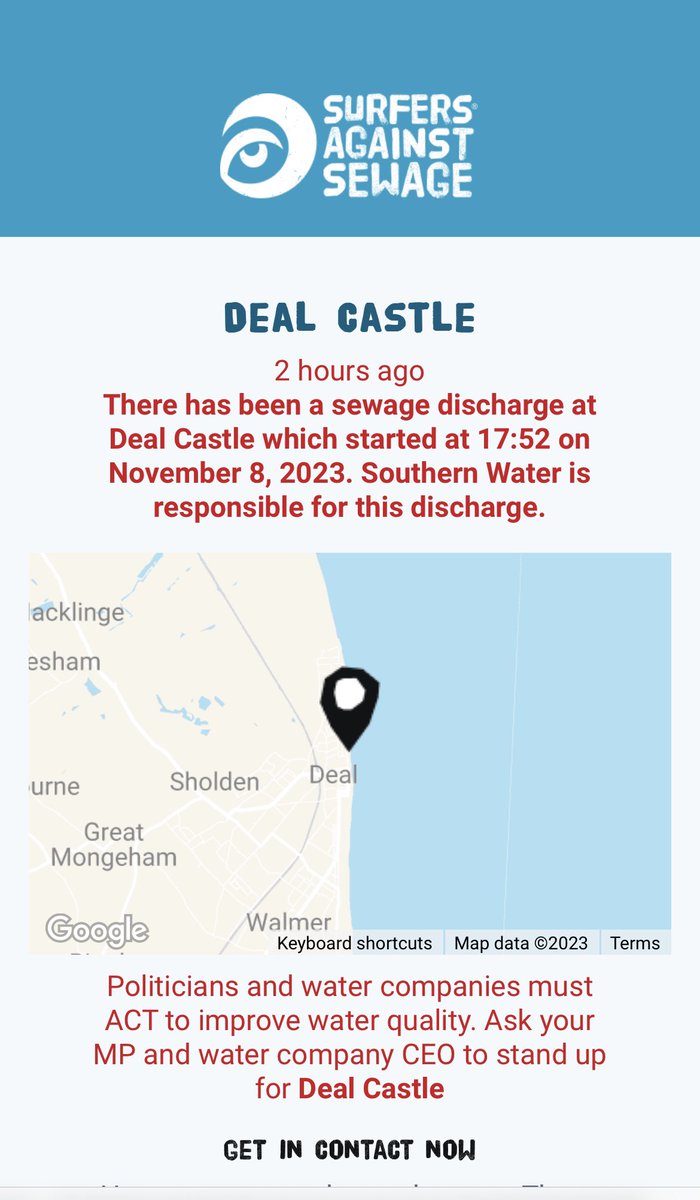 Good to know that our local -I use the term loosely - MP @NatalieElphicke & MP @theresecoffey environment minister are in full support of this. @SouthernWater @SAS_London_ #surfersagainstsewage #southernwater @SOSWhitstable #dealtown #watercompanies @Feargal_Sharkey @Deal_Town