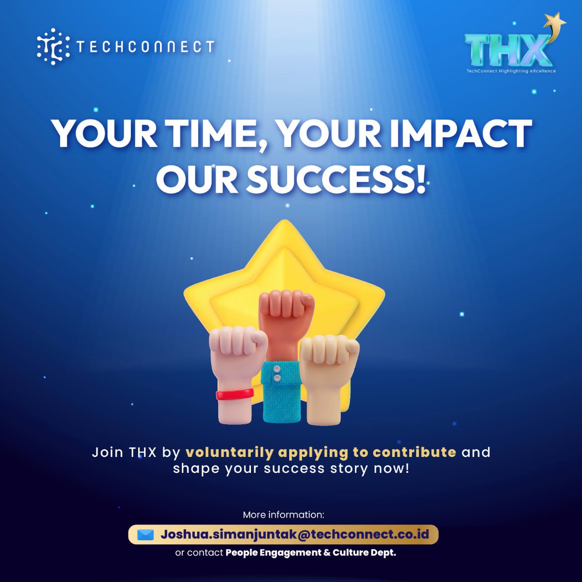 [Exclusive for Our Employees]

By taking initiative to voluntarily apply for contributions, you will get the chance to gain special recognitions for what you do at the workplace!

#TechConnect #THX #employeesonly #rewardsprogram #employeerewards