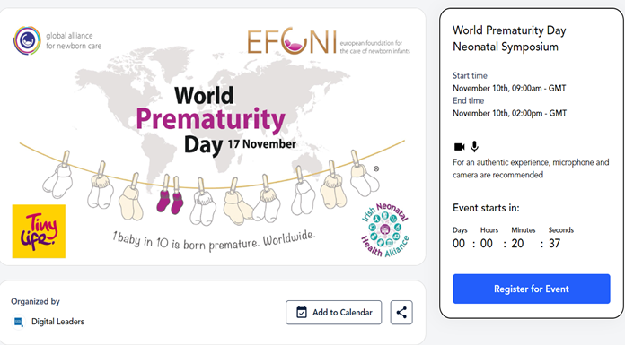 @TinyLife and <a href="/IrishNeonatal/">INHA</a> are about to kick off the 15th World Premature Day Virtual online conference. Looking forward collaborating with over 400 participants around the world! 💜🌍
<a href="/EFCNIwecare/">EFCNI</a> <a href="/GLANCE_Network/">GLANCE - Global Alliance for Newborn Care</a>