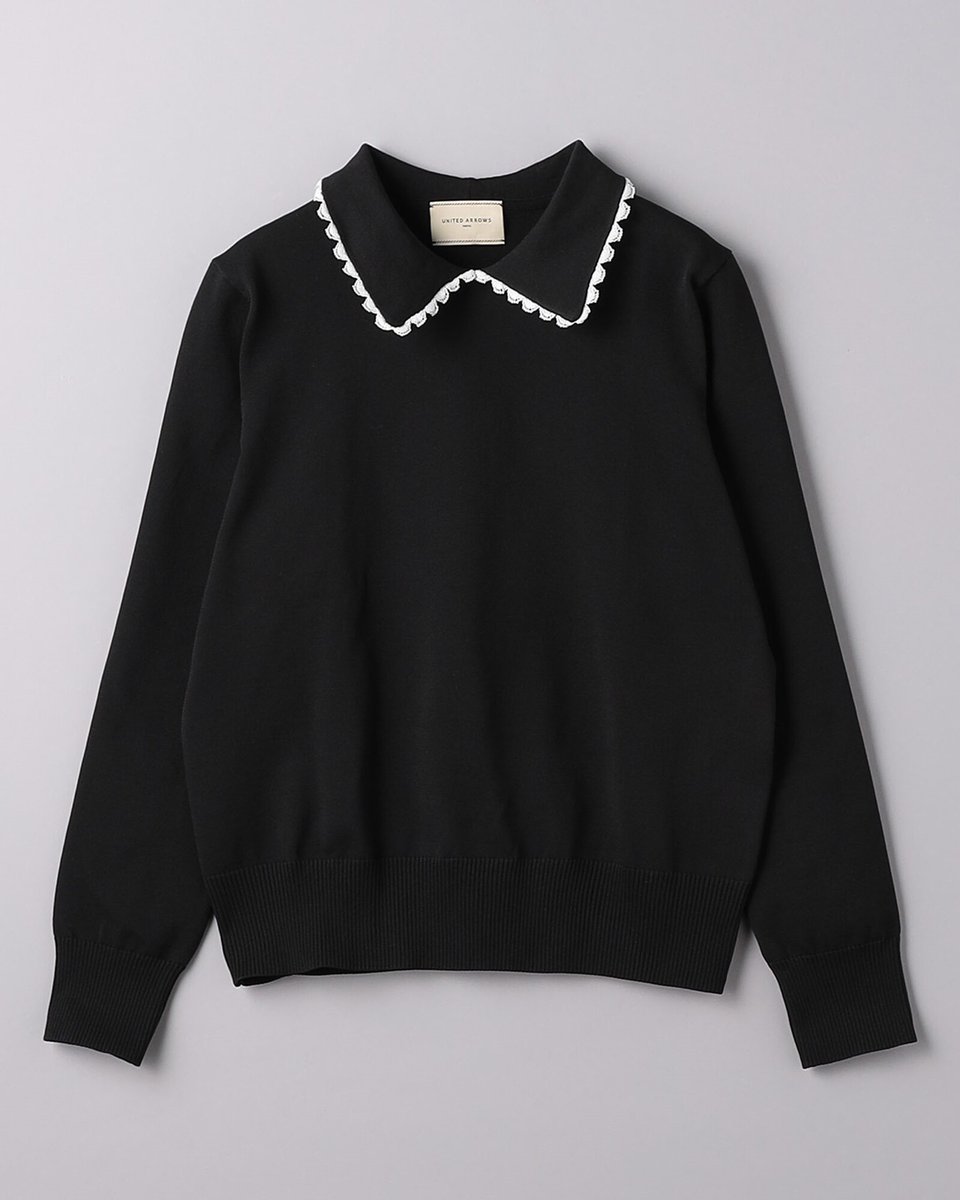 ブラック 襟付き 半袖ニット　UNITED ARROWS 黒 ブラック 襟付き 半袖ニット UNITED ARROWS 黒 UNITED ARROWS
