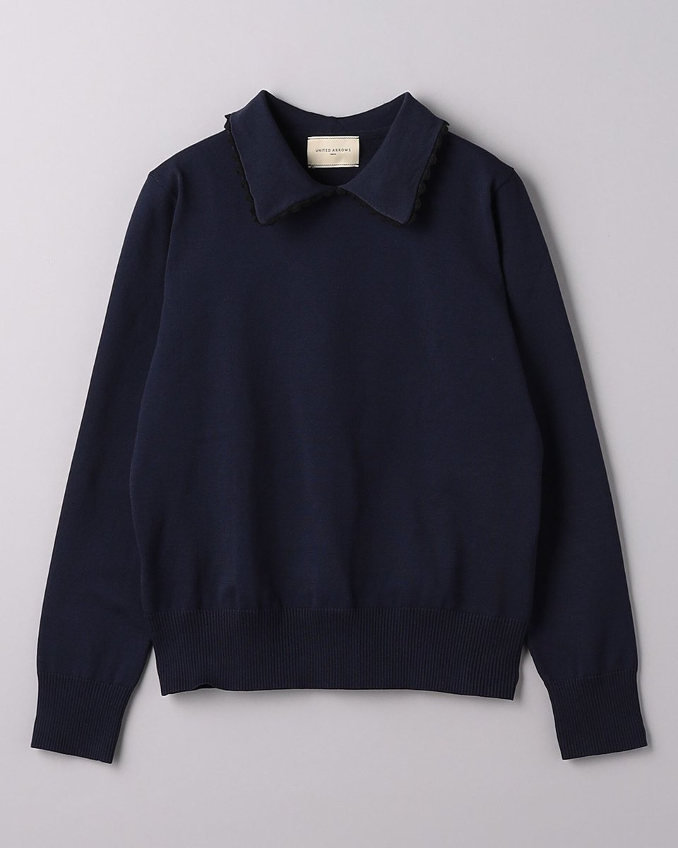 ユナイテッドアローズ アルアバイル 襟付きリブニット ネイビー ARROWS