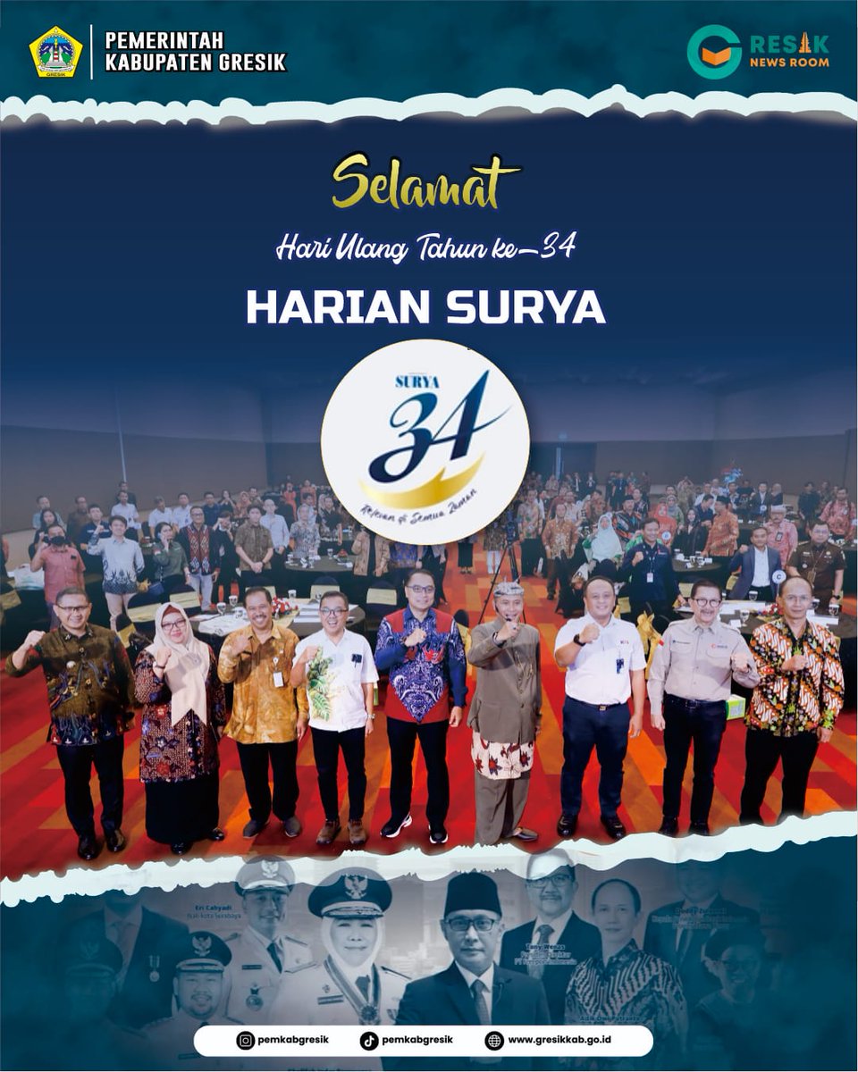 Pemerintah Kabupaten Gresik mengucapkan Selamat Hari Ulang Tahun Ke - 34 Harian Surya

Terus bisa menyesuaikan dengan kondisi perkembangan zaman dan bisa eksis setelah 34 tahun. Sukses dan semakin jaya