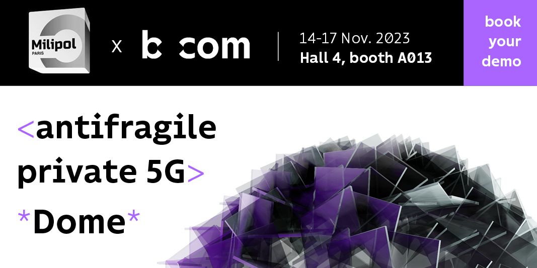 [#MilipolParis] #private5G for #Defence and #PublicSafety!

5G for tactical networks
ad-hoc coverage
massive sensors data transfer
uncrewedvehicles
real-time items tracking
enhanced group communication
and more!

Let’s meet there next week Hall 4, n°A013
b-com.com/en/news/2023-1…