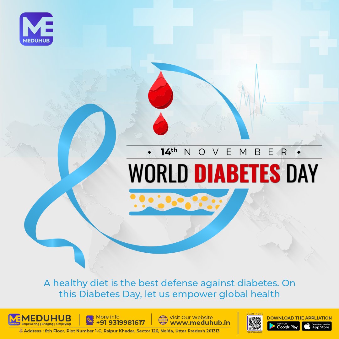 Medu_hub's tweet image. A healthy diet is the best defense against diabetes. On this Diabetes Day, let us empower global health through a healthy diet. 
 World Diabetes Day!
.
.
#DiabetesAwarenessMonth #StayHealthy #meduhub