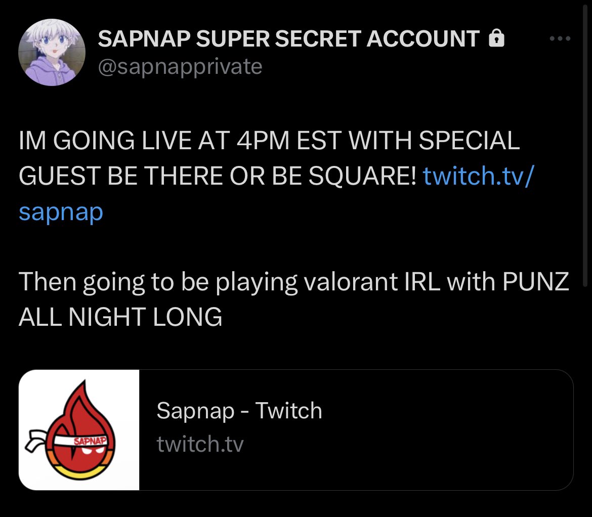 SAPNAP UPDATES 🔥 on X: Priv tweet!! Stream tomorrow 🔥🐱 https