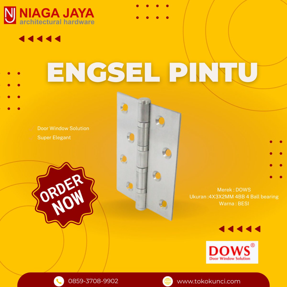 NiagaJayaBali's tweet photo. Halo Sobat NJ !🌤️
Hari ini Toko Niaga Jaya menyediakan -ENGSEL PINTU MERK DOWS-

Engsel ini terbuat dari bahan Stainless Steel yang tebal dan anti karat.
Sehingga kuat, aman dan nyaman digunakan✨

#engsel #pintu #dows #inkindobali #hdiibali #iaibali #dpdreibali #bppgapensi https://t.co/9N4ohiqaHG