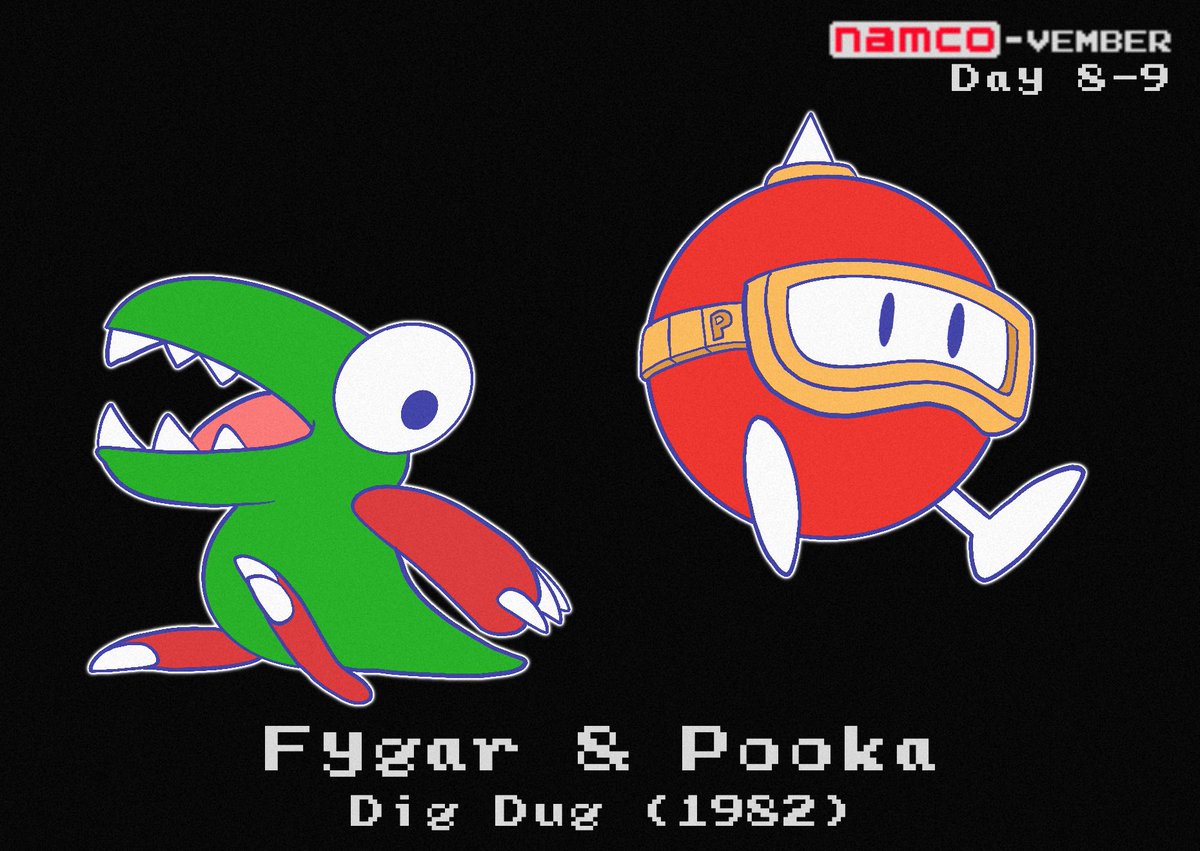Here's #DigDug's Fygar \u0026 Pooka for Days 8 \u0026 9 of #NAMCOVEMBER!, image size:1200x851