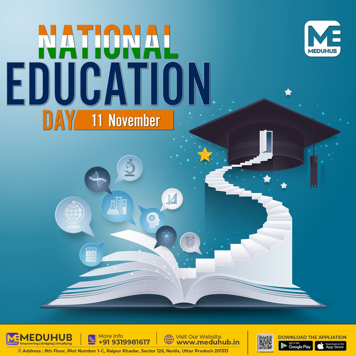 Medu_hub's tweet image. On the occasion of National Education Day, let us take a vow to teach everyone the value of great education.

Wishing everyone a knowledge-filled National Education Day!
.
#educationforall #education #meduhub