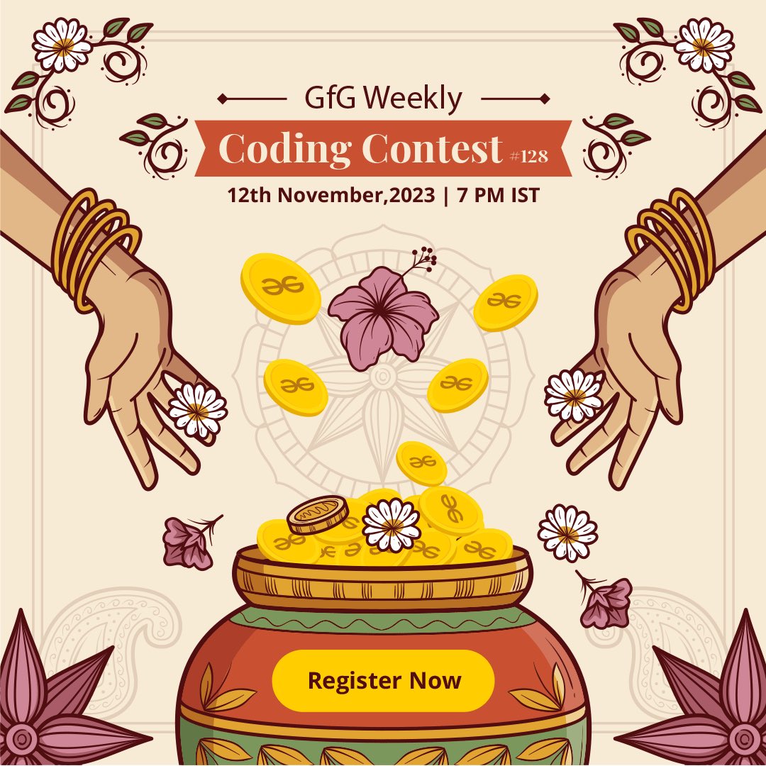 geeksforgeeks's tweet photo. Give yourself the gift of Geekbits this festive season! 

Happy Dhanteras To All! 
.
.
Don’t forget to register: https://t.co/9jhdJNBCgf

#dhanteras2023 #dhanterasspecial #gfgweekly #gfg https://t.co/fIdgR6cfO8