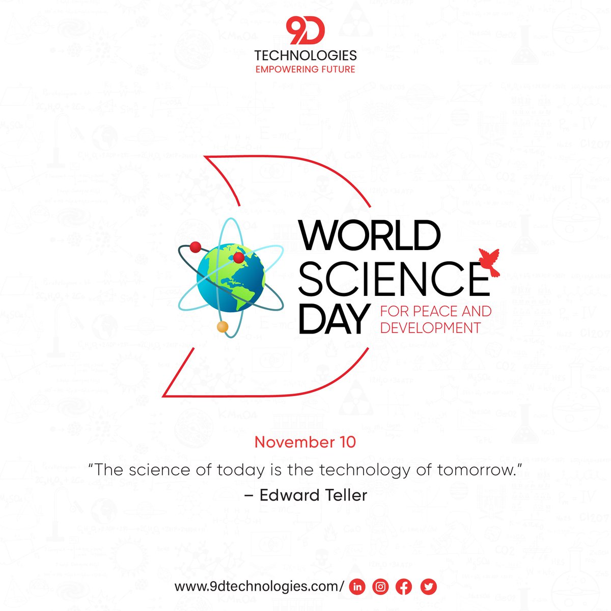 Celebrating #WorldScienceDay for Peace and Development! 🌐🔬

Let's harness the power of science for a better world, fostering peace and sustainable development.

#ScienceForPeace #InnovationForChange #GlobalDevelopment #SDGs #ScienceMatters #9dtechnologies