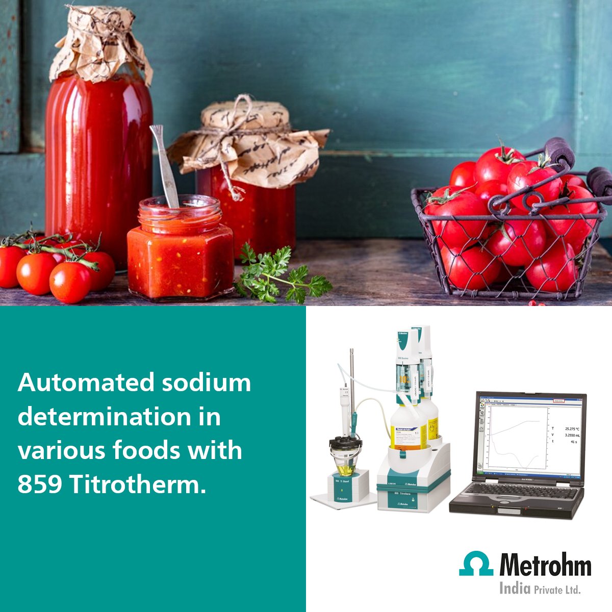 Explore the Science of Sodium Determination in Foods with our acidic solution of NH4F * HF, Al(NO3)3 / KNO3! Check out the process in our app video. #AnalyticalChemistry #FoodAnalysis #Metrohm #MetrohmIndia #Titration #Titrator #ThermometricTitration