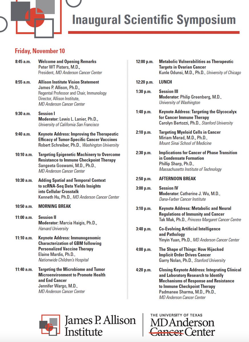 BettyKimLab's tweet photo. Where do you meet 3 @NobelPrize Laureates, Presidents of @AACR and @MDAndersonNews, #WilliamColeyAwardees, @theNASciences and @theNAMedicine members, Who's Who of Cancer Immunotherapy? Join us at THE Scientific Symposium @JimAllisonPhD, @PamSharmaMDPhD, #ICanNotSleep. #Excited. https://t.co/vnKleGC0Wg