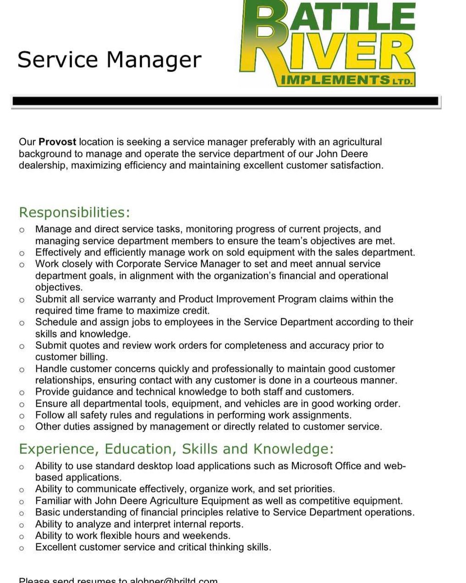 BRILTD's tweet image. We are hiring @BRILTD #Provost #ServiceManager! Send resumes to alohner@briltd.com #westcdnag #cdnag #JohnDeere