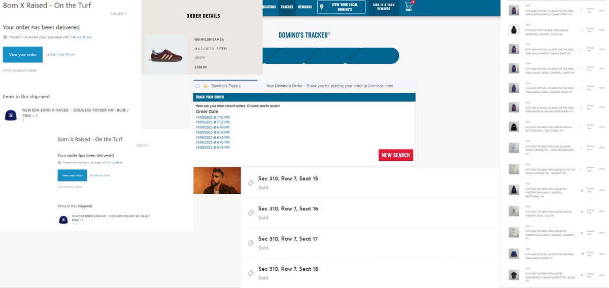 incsellsthings's tweet image. i've done pretty good so far this week, heres a recap  
7 free pizzas ordered from dominoes 
4 bad bunny tickets sold for good profit 
2 born x raised dodgers hats delivered 
1 free kith order totaling 100+ items 
1 wales bonner samba copped  

im proud