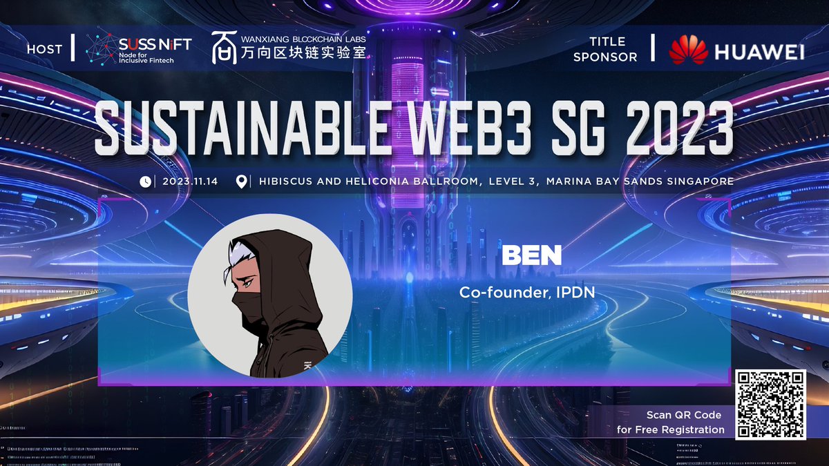 Meet Ben, Co-founder @ipdnxyz at #SustainableWeb3 on Nov. 14 in Singapore🇸🇬 4 days left to join us free: suss.au1.qualtrics.com/jfe/form/SV_be…