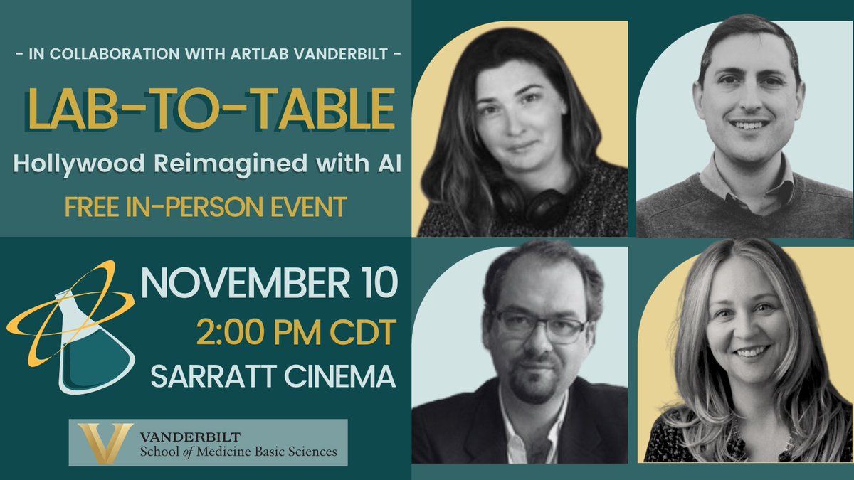 Join @VanderbiltU for “Hollywood Re-imagined with AI” a free panel and discussion at Sarratt Cinema on Nov. 10 at 2pm CT. RSVP here: docs.google.com/forms/d/e/1FAI…