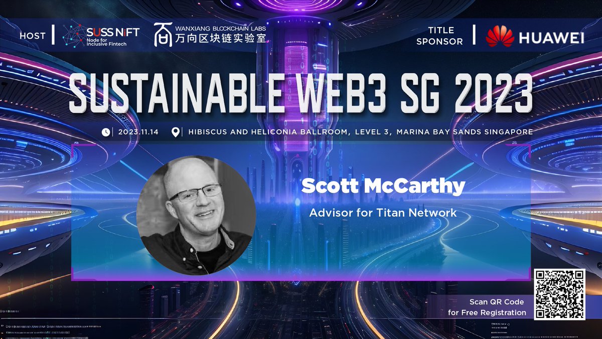 Join Scott McCarthy, Advisor for Titan Network at #SustainableWeb3 next Tuesday! Gain insight from him and network with top #Web3 players: suss.au1.qualtrics.com/jfe/form/SV_be…